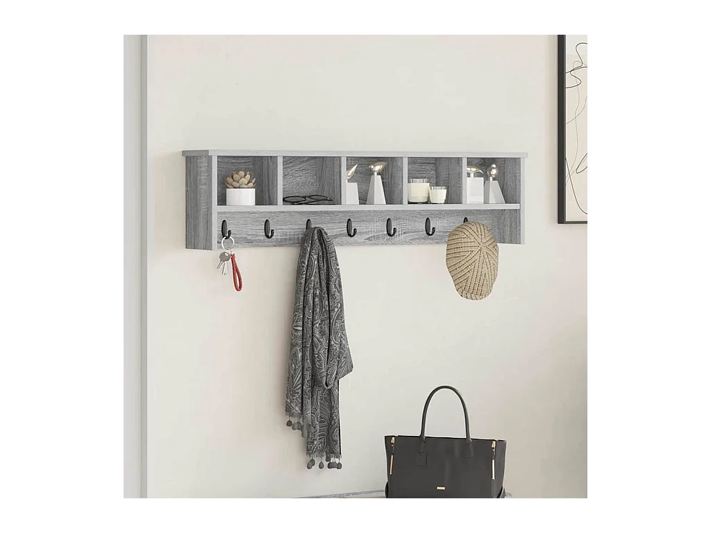 Porte-manteau mural avec étagère Sonoma gris 100 x 16 x 26 cm