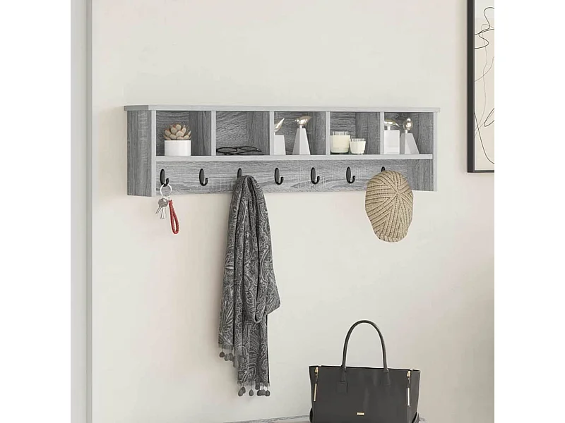 Porte-manteau mural avec étagère Sonoma gris 100 x 16 x 26 cm