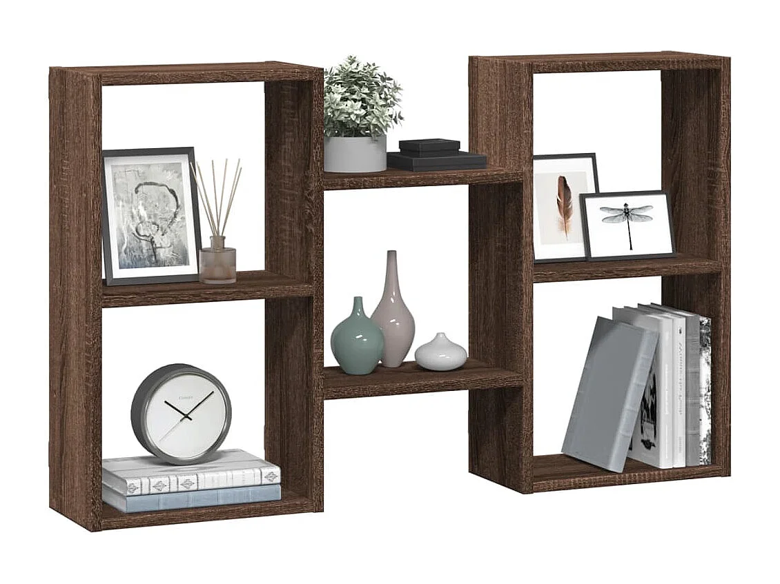 Wandplank bruin eiken 96x18x60 cm bewerkt hout