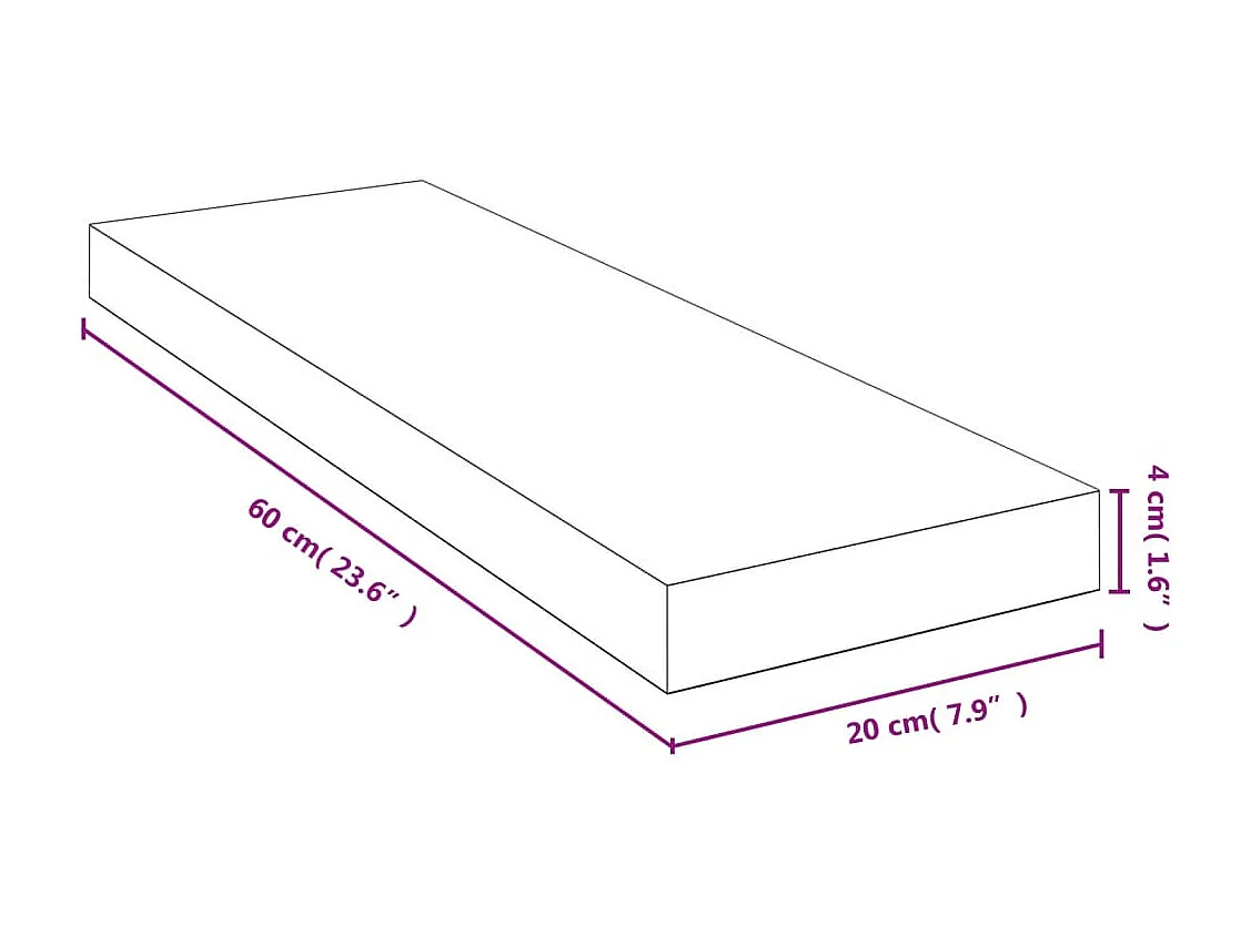 Étagère murale 60x20x4 cm bambou