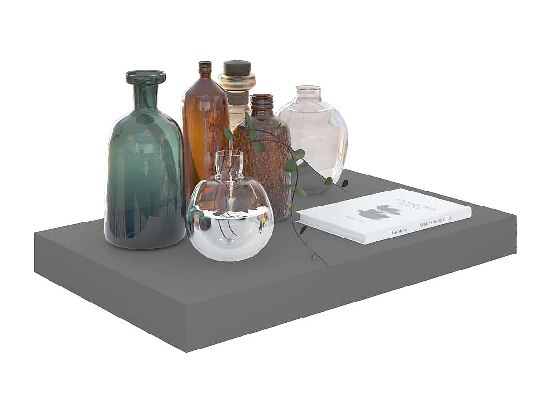Étagère murale flottante Gris brillant 40x23x3,8 cm MDF
