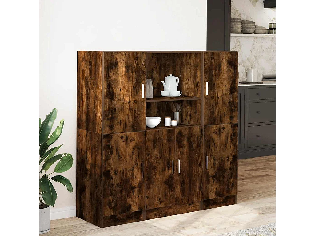 Ensemble d'armoires de cuisine 3 pcs chêne fumé