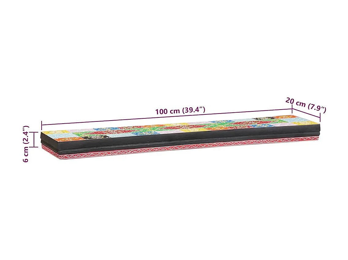 Wandplanken met plank 2 stuks Multicolor 100 x 20 x 6 cm