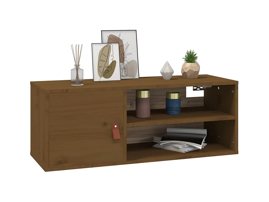 Armarios de pared 2 uds Marrón miel 80x30x30 cm Madera maciza de pino