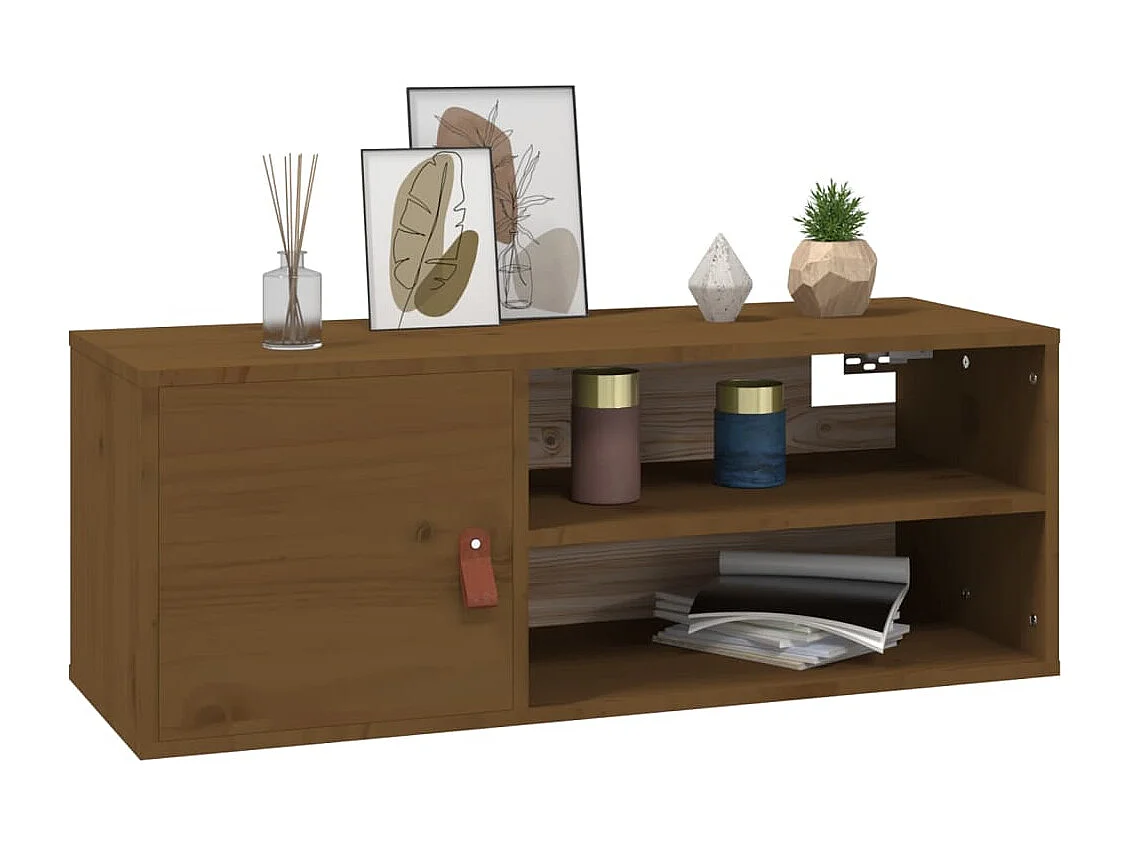 Armoires murales 2 pcs Marron miel 80x30x30 cm Bois Pin massif