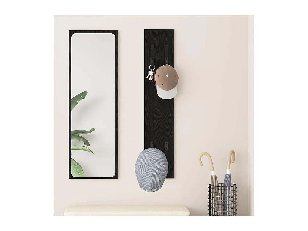 Wandkapstok Wandkapstok Zwart eiken 20 x 1,5 x 100 cm