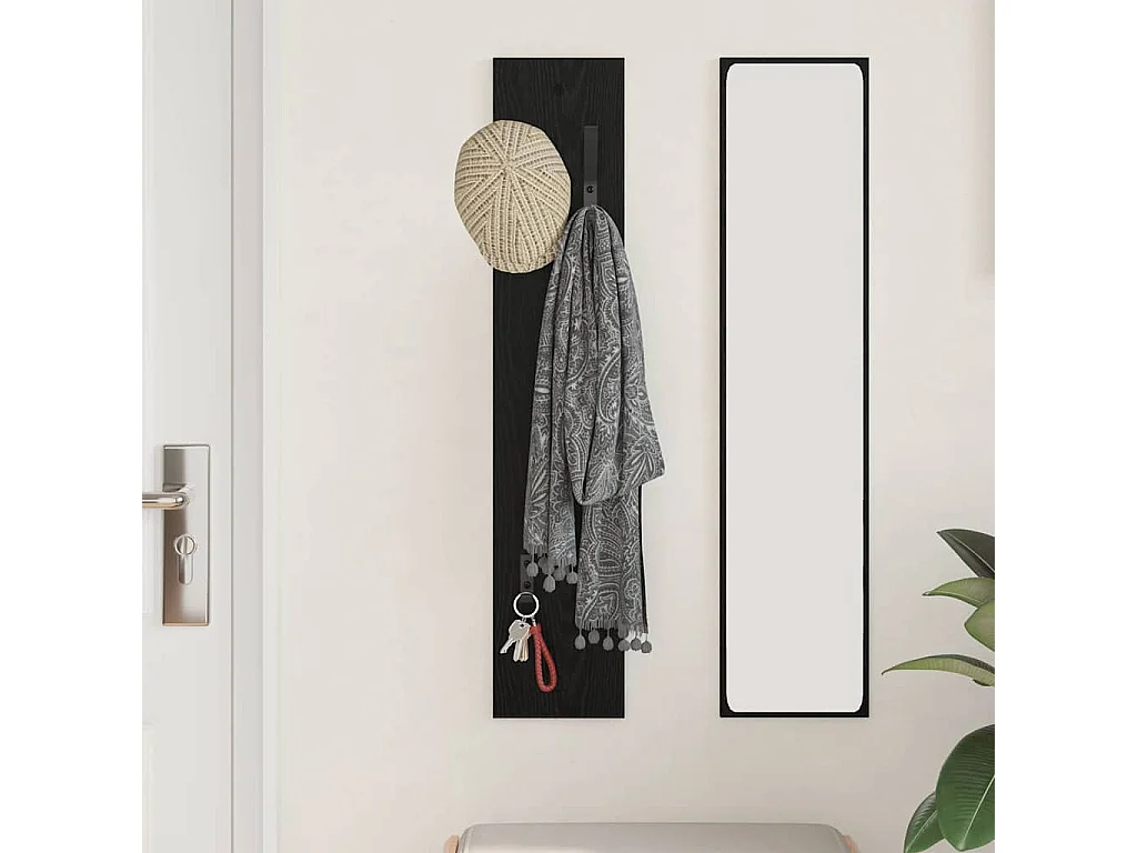 Wandkapstok Wandkapstok Zwart eiken 20 x 1,5 x 100 cm