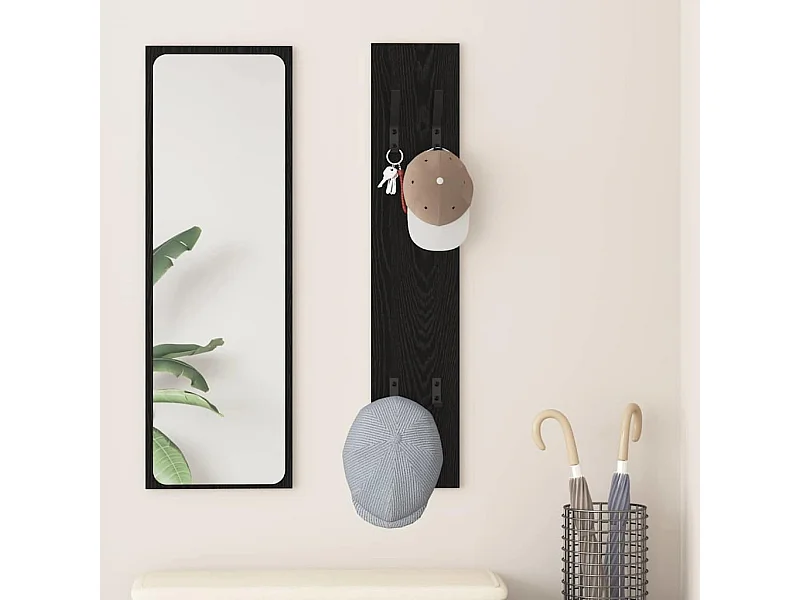 Porte-manteau mural Montage mural Chêne noir 20 x 1.5 x 100 cm