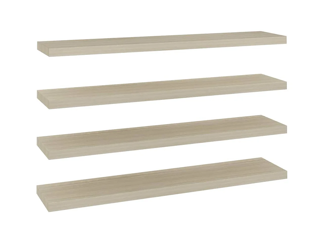 Estantes de pared flotantes 4 piezas roble 120x23,5x3,8 cm MDF