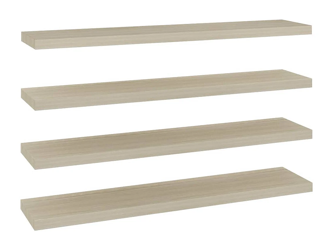 Zwevende wandplanken 4 stuks eiken 120x23,5x3,8 cm MDF