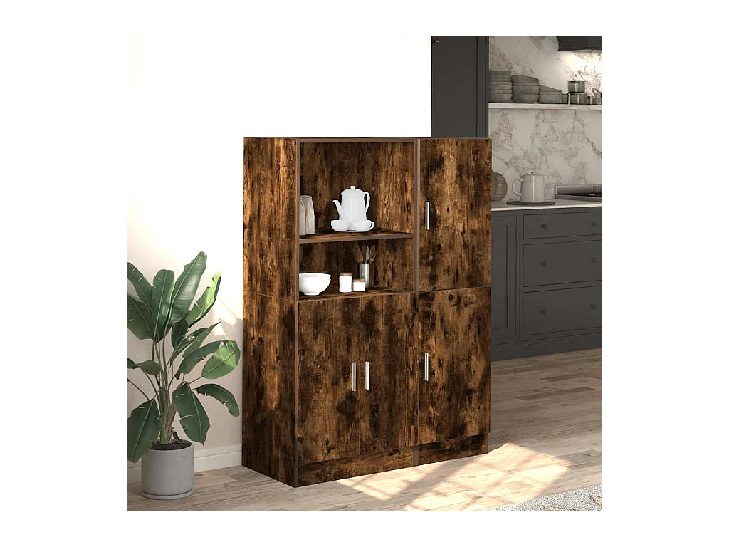 Set di mobili da cucina in 2 pezzi, rovere affumicato, legno ingegnerizzato