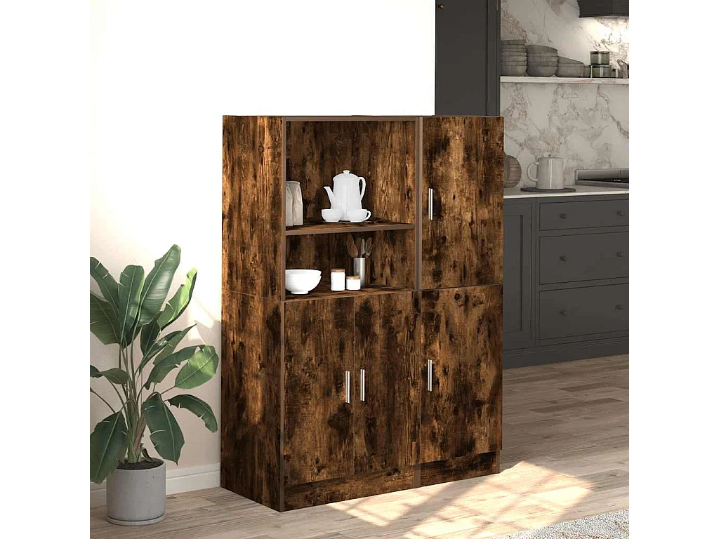 Ensemble d'armoires de cuisine 2 pcs chêne fumé bois ingénierie