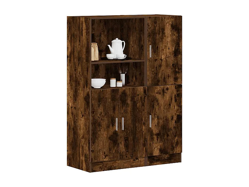 Ensemble d'armoires de cuisine 2 pcs chêne fumé bois ingénierie