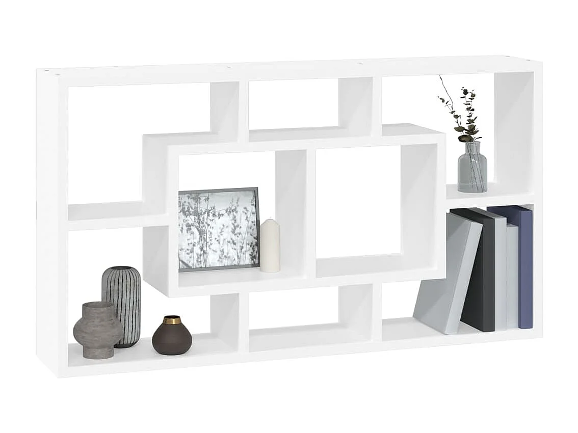 Mensola da parete a 8 scomparti, bianco lucido