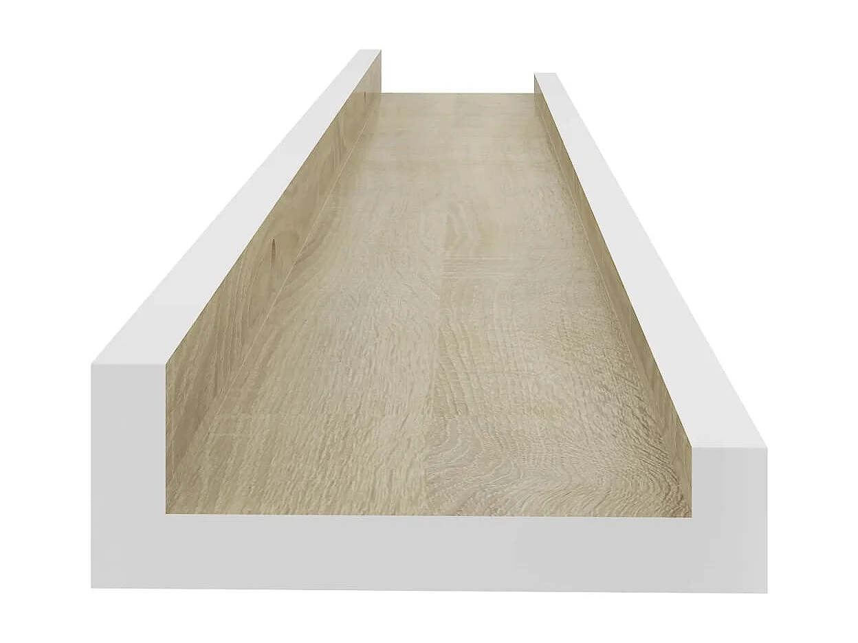Étagères murales 4 pcs blanc et chêne sonoma 60x9x3 cm