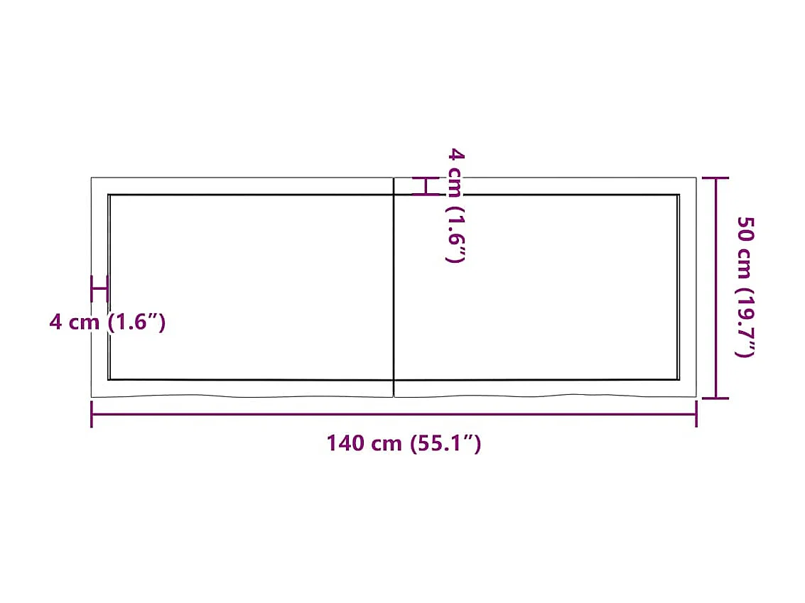 Mensola da parete marrone scuro in legno massello di rovere trattato
