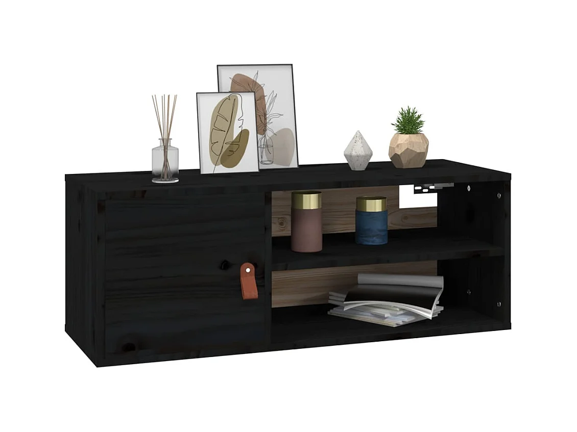 Pensili 2 pz Nero 80x30x30 cm Legno massello di pino