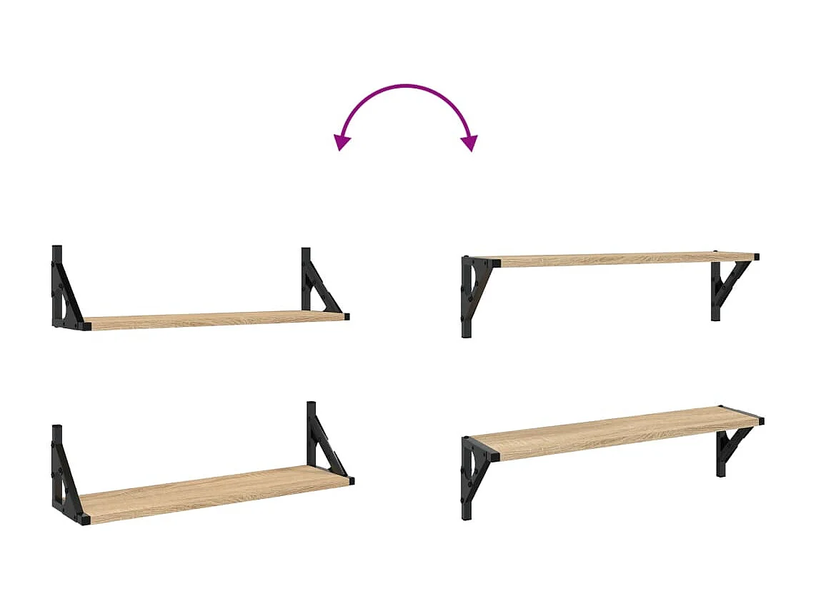 Mensole da parete 2 pezzi rovere sonoma 60x15x15,5 cm