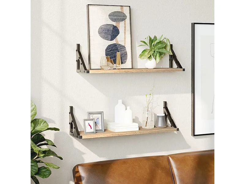 Estantes de pared 2 piezas roble sonoma 60x15x15,5 cm