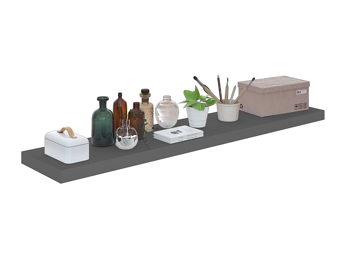 Estante flotante de pared Gris brillo 120x23,5x3,8 cm MDF