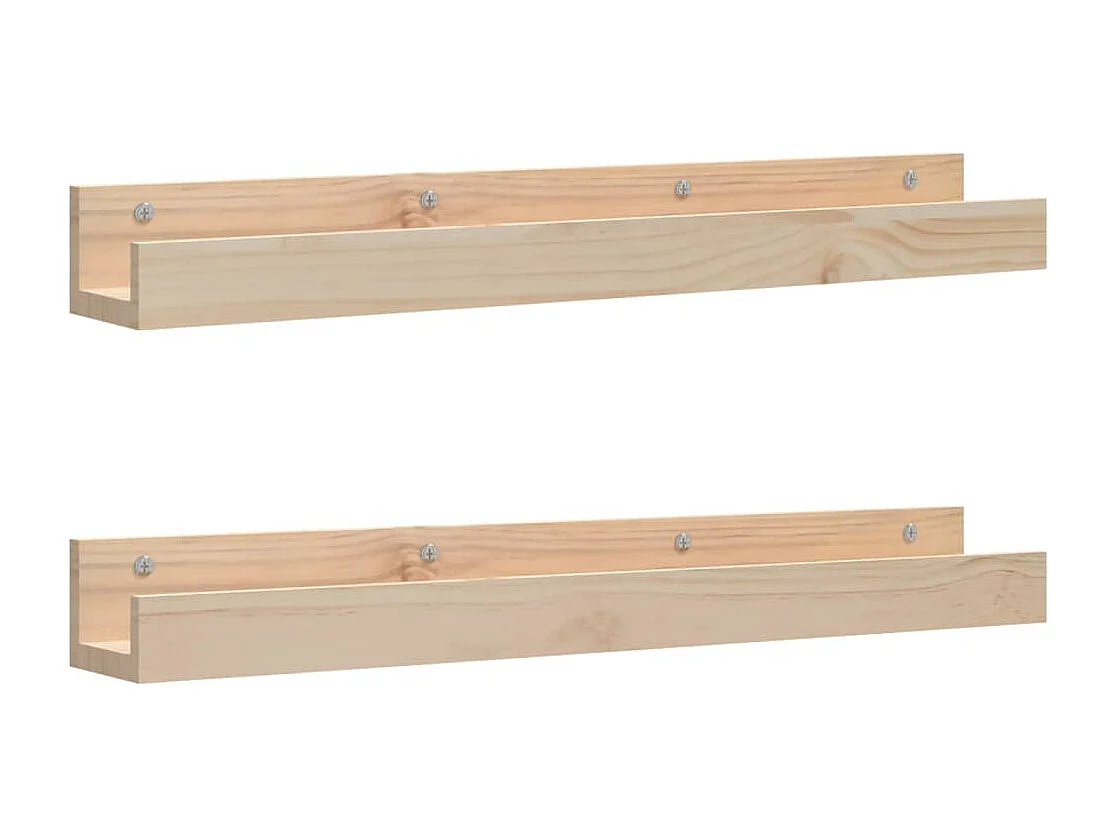 Estantes de pared 2 uds 80x12x9 cm Madera maciza de pino