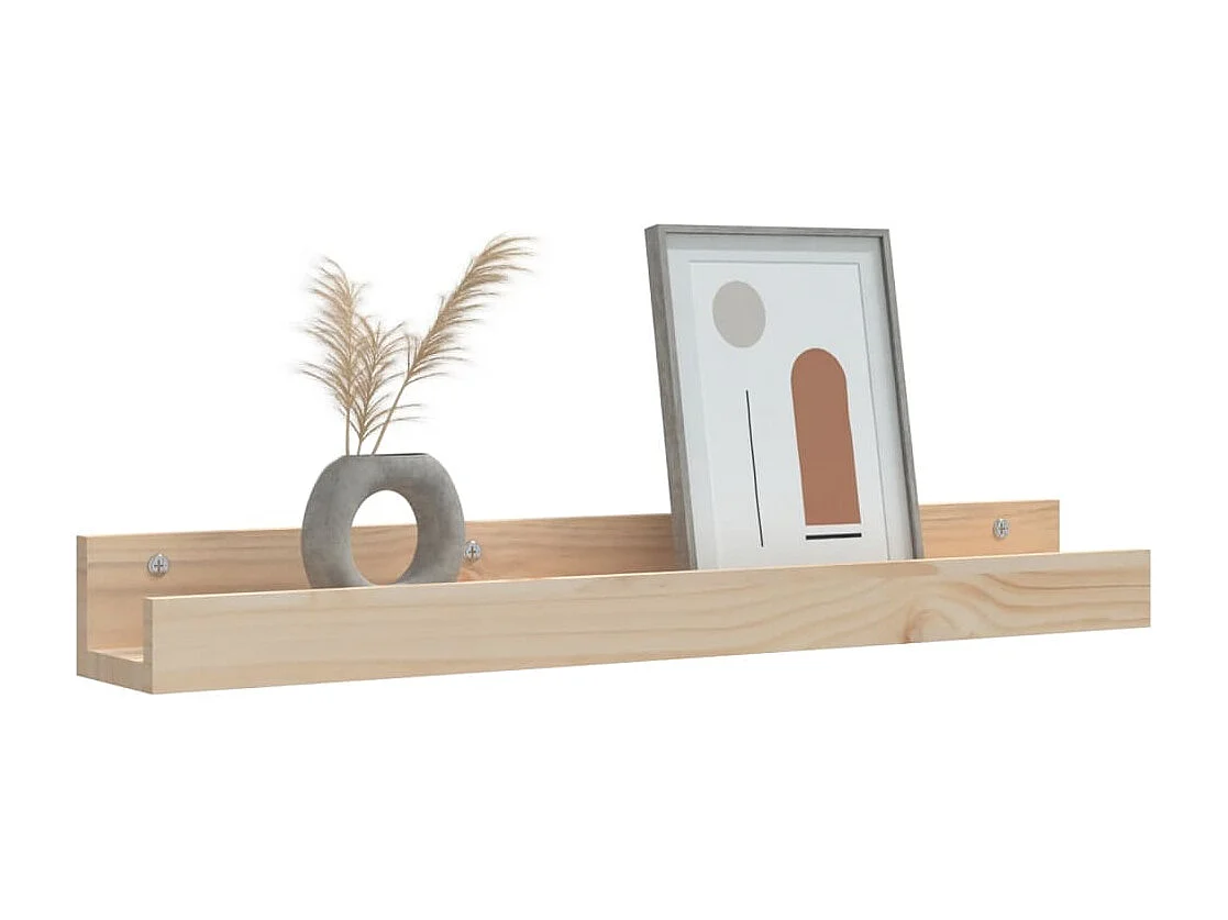 Estantes de pared 2 uds 80x12x9 cm Madera maciza de pino