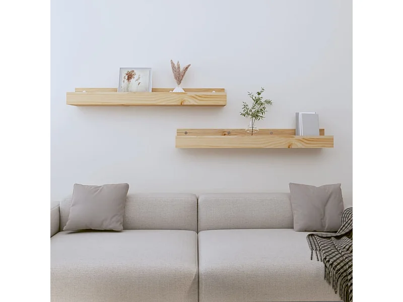 Étagères murales 2 pcs 80x12x9 cm Bois de pin massif