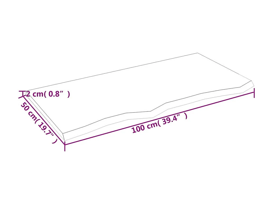 Étagère murale marron clair 100x50x2cm bois chêne massif traité