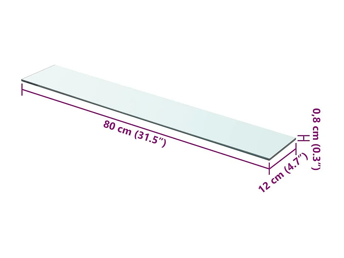 Panneaux d'étagère 2 pcs Verre Transparent 80 x 12 cm