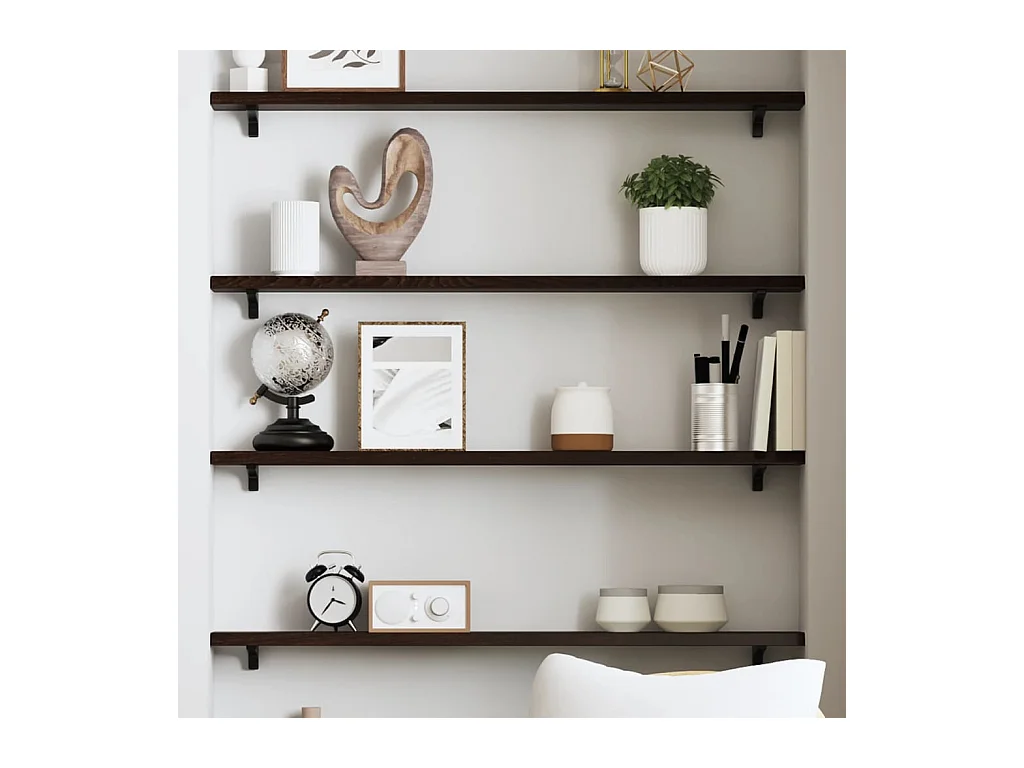 Étagère murale marron foncé 80x10x2 cm bois chêne massif traité