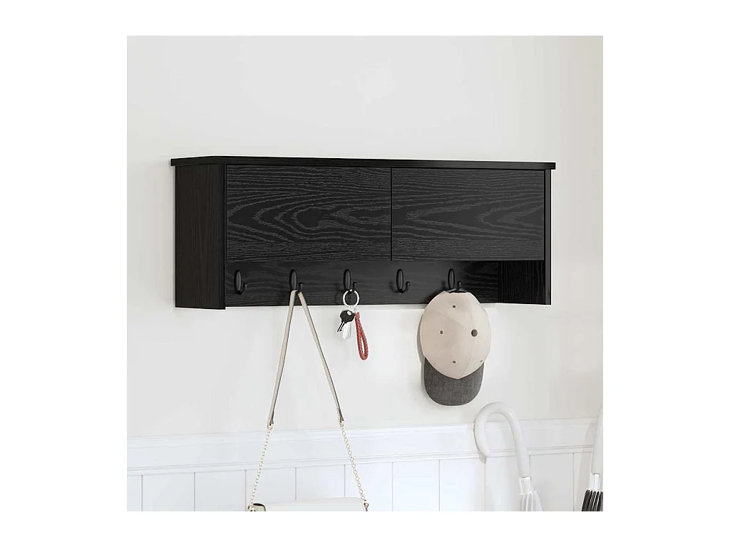 Porte-manteau mural avec étagère Chêne noir 80 x 20 x 30 cm