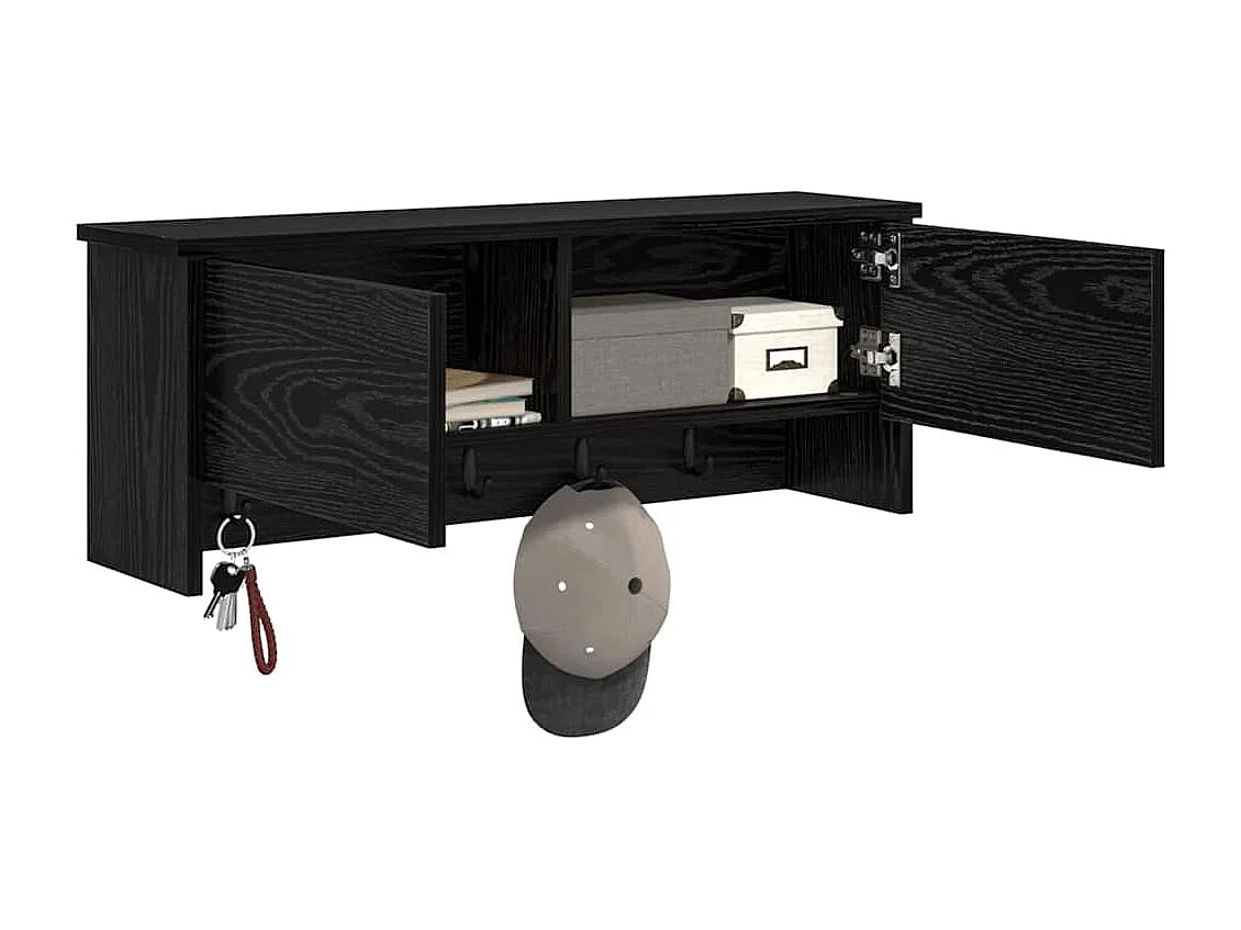 Porte-manteau mural avec étagère Chêne noir 80 x 20 x 30 cm