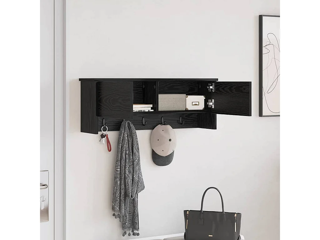 Porte-manteau mural avec étagère Chêne noir 80 x 20 x 30 cm