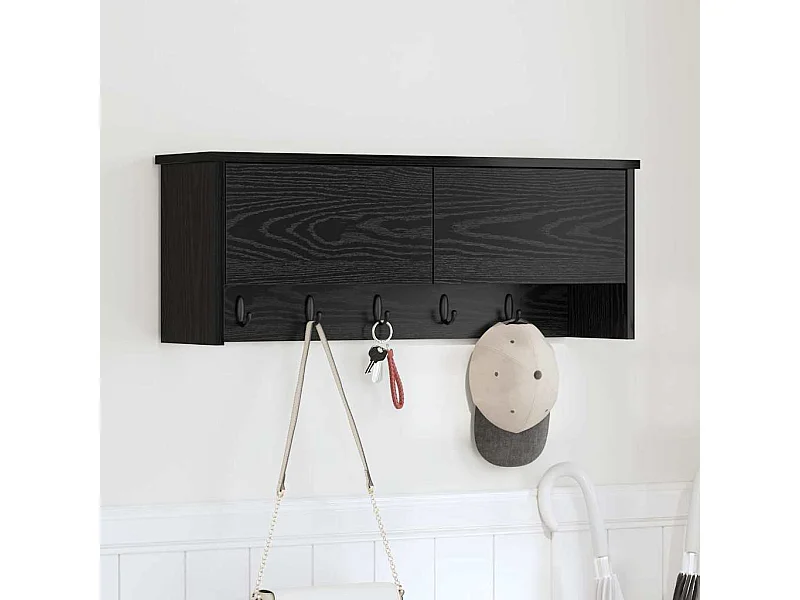 Porte-manteau mural avec étagère Chêne noir 80 x 20 x 30 cm