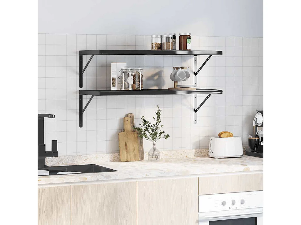 Mensole da parete 2 pezzi 100x40x3 cm acciaio inox nero