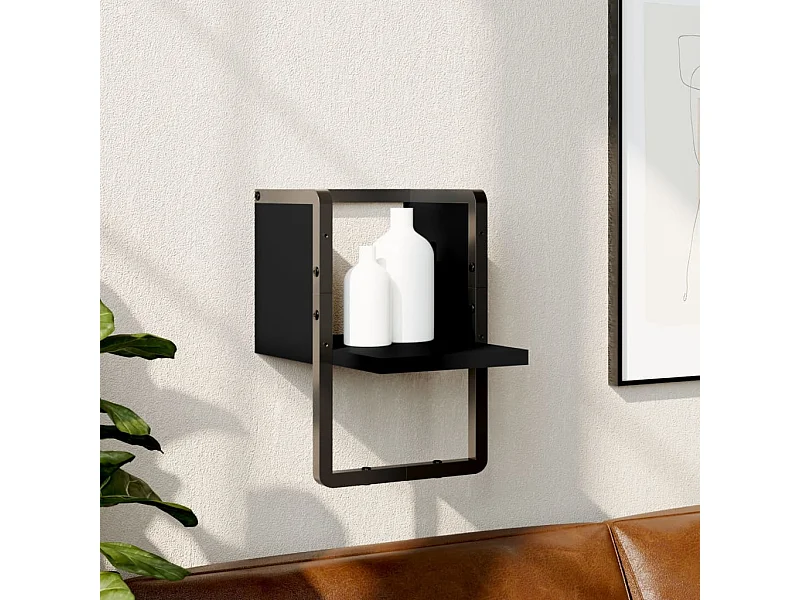 Étagère murale avec barre noir 20x25x30 cm