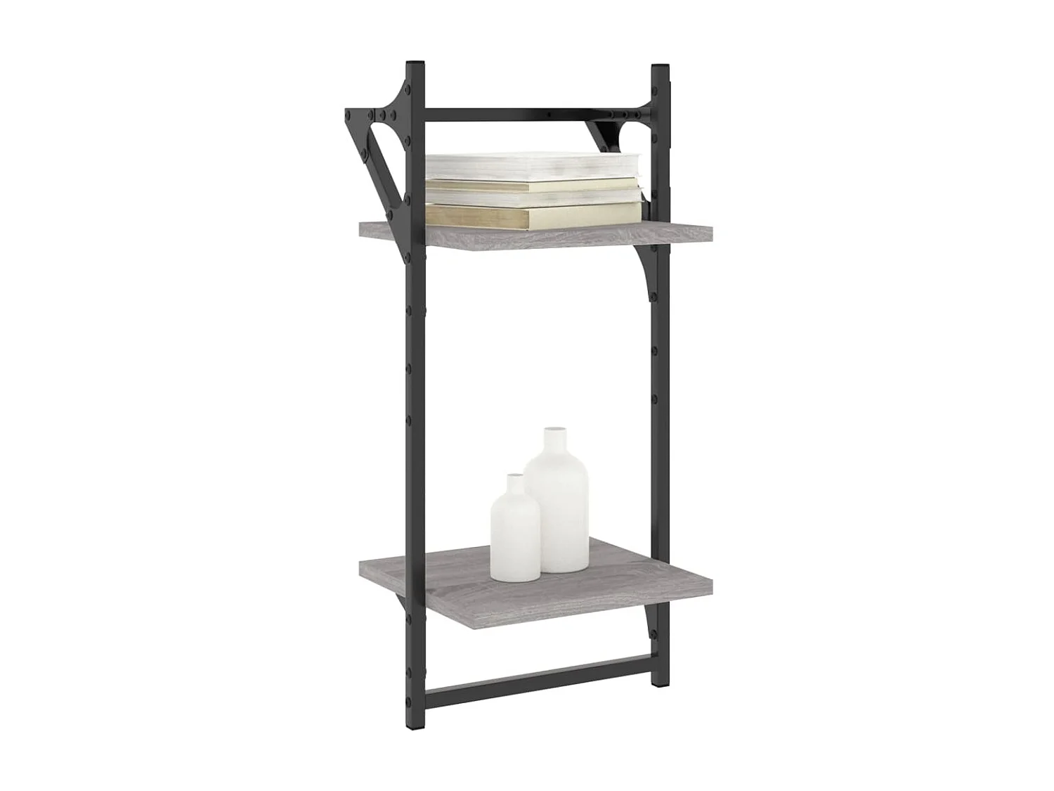 Estantes de pared de 2 niveles con barras, 2 piezas, gris Sonoma