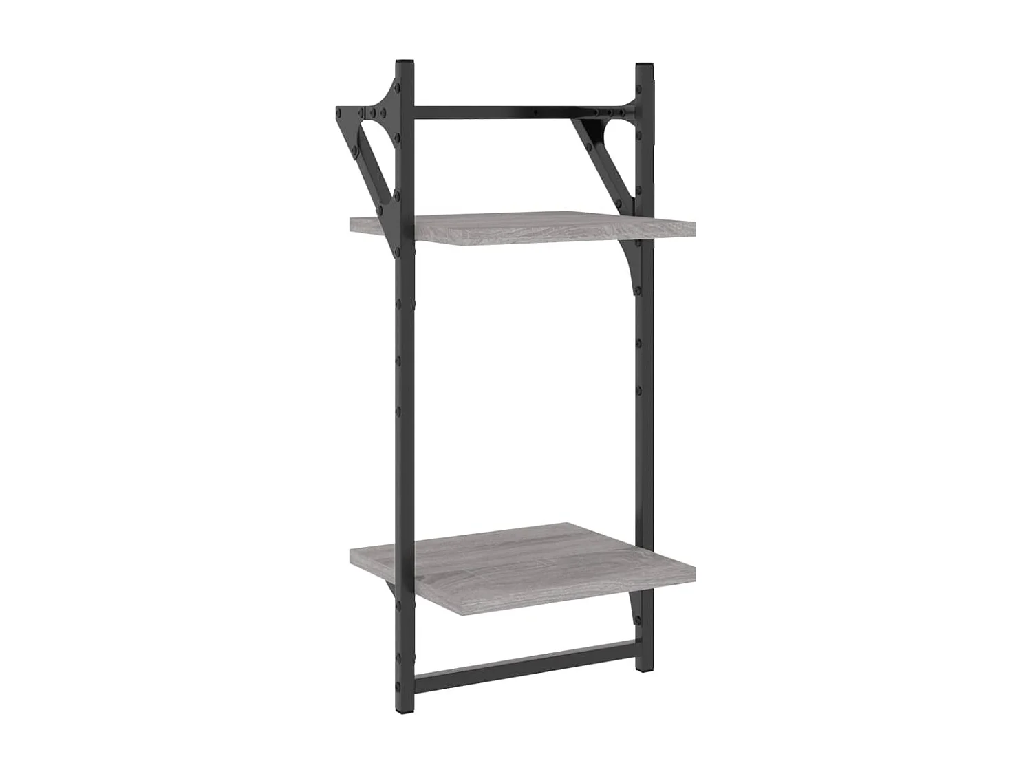 Estantes de pared de 2 niveles con barras, 2 piezas, gris Sonoma