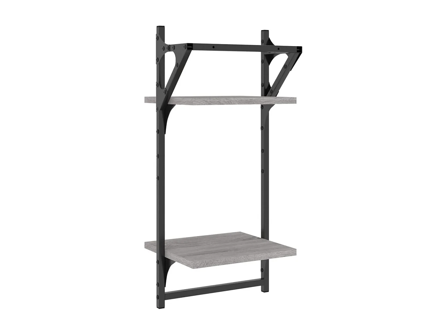 Estantes de pared de 2 niveles con barras, 2 piezas, gris Sonoma