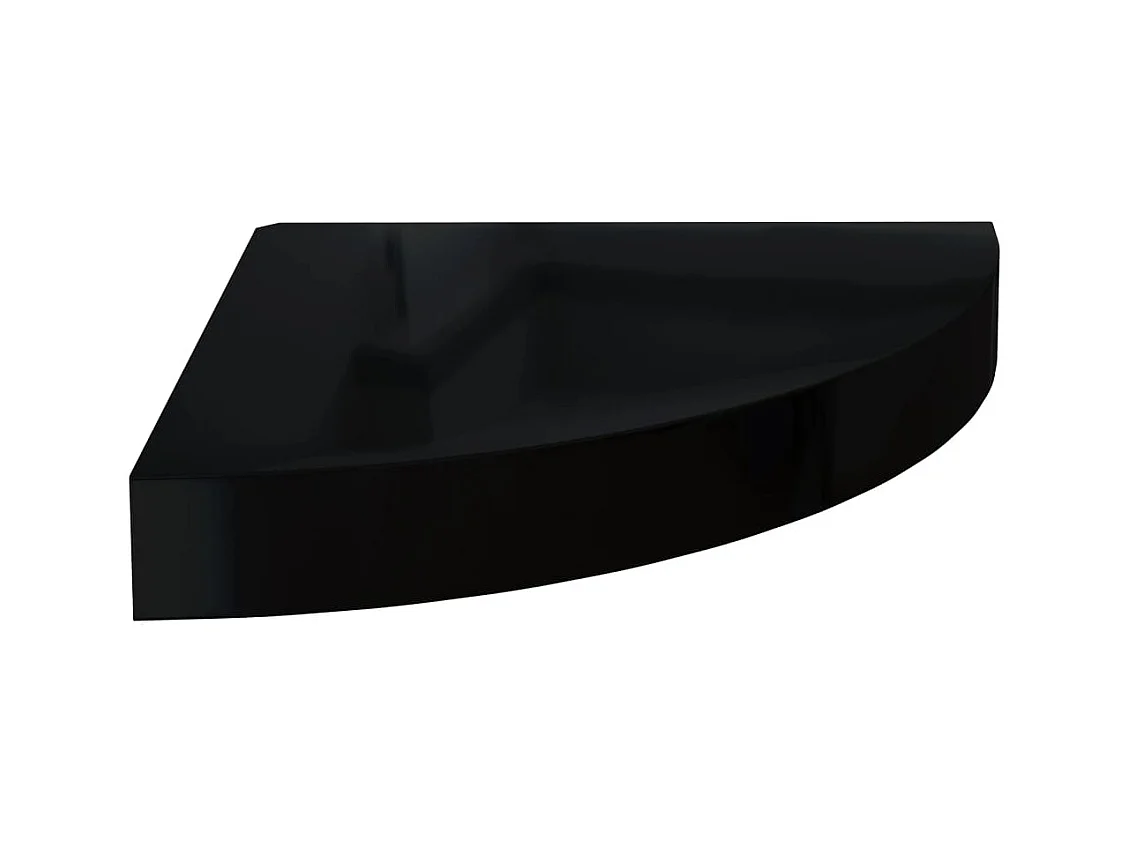 Zwevende hoekplanken 4 stuks glanzend zwart 25x25x3,8cm MDF