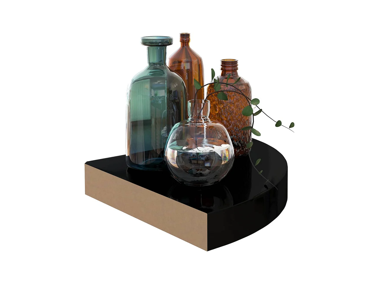 Zwevende hoekplanken 4 stuks glanzend zwart 25x25x3,8cm MDF