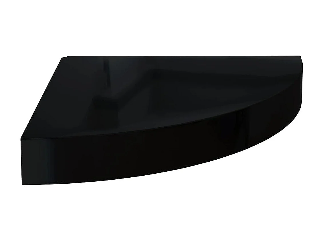 Étagères d'angle flottantes 4 pcs noir brillant 25x25x3,8cm MDF