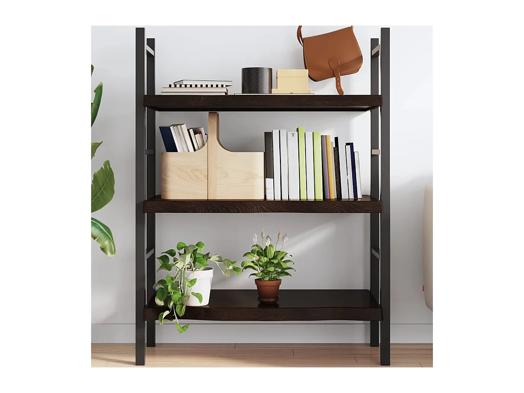 Estante de pared marrón oscuro fabricado en madera maciza de roble tratada