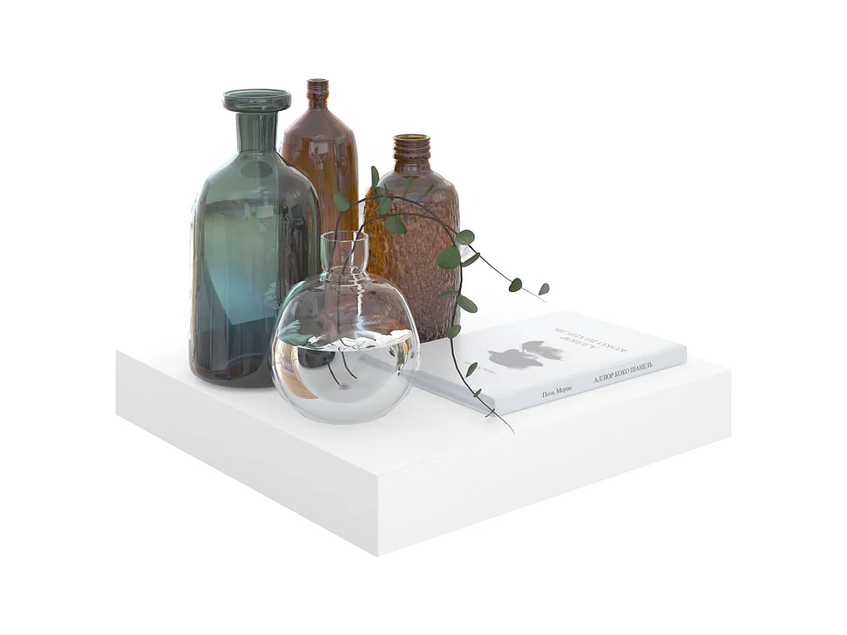 Estante flotante de pared MDF blanco brillo 23x23,5x3,8 cm