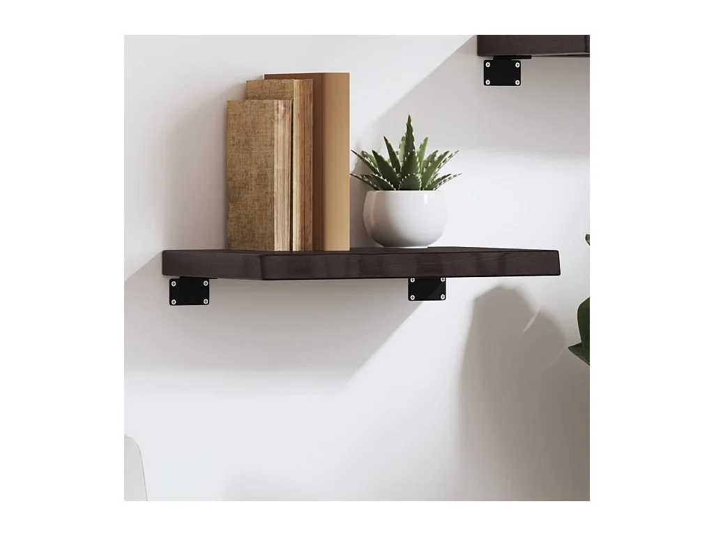 Estante de pared marrón oscuro fabricado en madera maciza de roble tratada