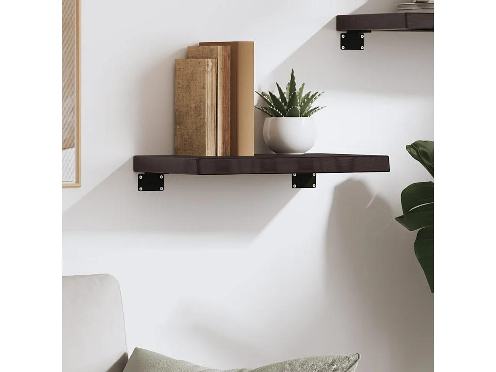Estante de pared marrón oscuro fabricado en madera maciza de roble tratada