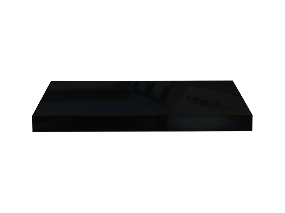 Mensola sospesa da parete 2 pezzi Nero lucido 50x23x3,8 cm MDF
