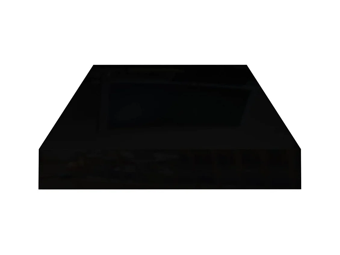 Mensola sospesa da parete 2 pezzi Nero lucido 50x23x3,8 cm MDF