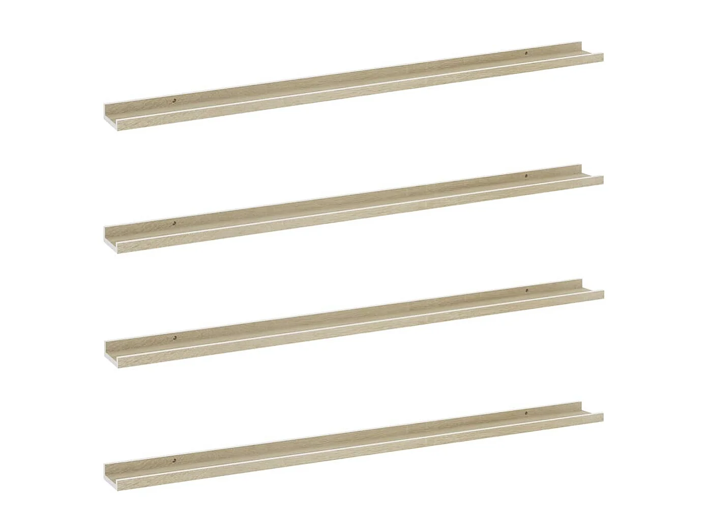 Wandplanken 4 stuks wit en sonoma eiken 115x9x3 cm