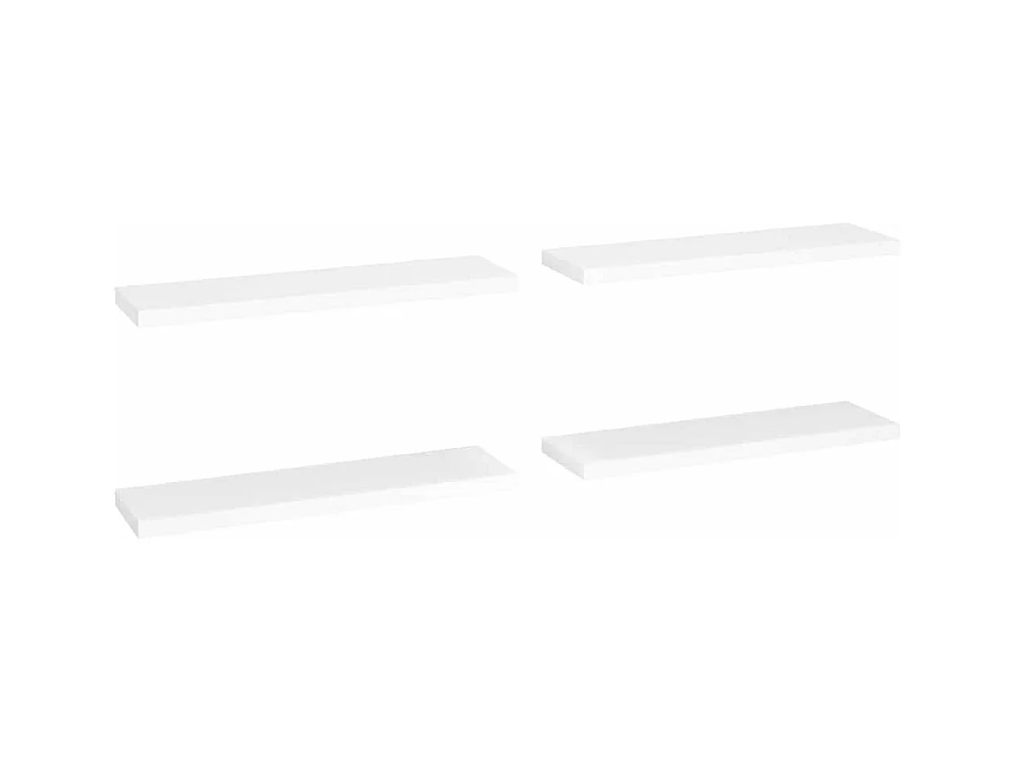 Mensole da parete sospese 4 pezzi bianche 90x23,5x3,8 cm MDF